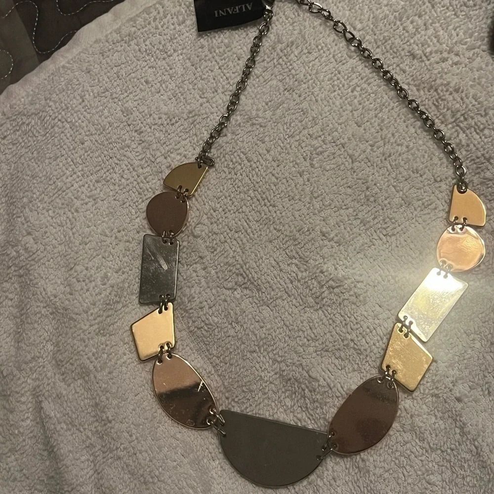 Alfani Necklace silver gold and bronze statement necklace nwt - Picture 7 of 9